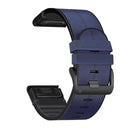 For Garmin Fenix 7X Silicone + Leather Quick Release Watch Band(Midnight Blue)