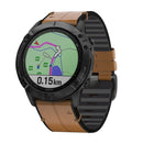For Garmin Fenix 7X Silicone + Leather Quick Release Watch Band(Brown)