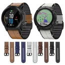 For Garmin Fenix 7X Silicone + Leather Quick Release Watch Band(Brown)