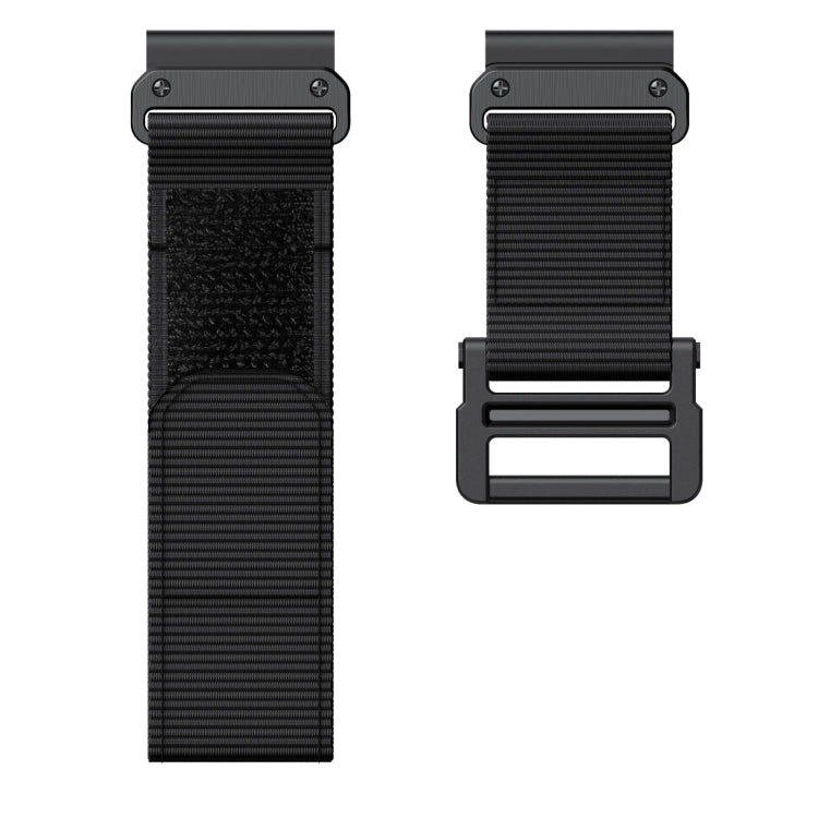 For Garmin Fenix 7X Hook And Loop Fastener Nylon Watch Band(Black)