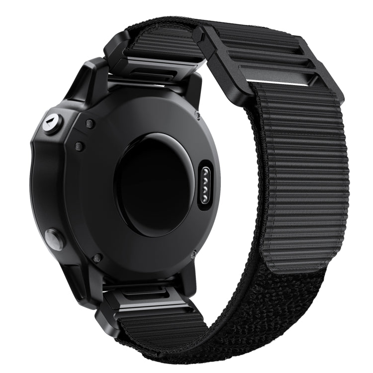 For Garmin Fenix 7X Hook And Loop Fastener Nylon Watch Band(Black)