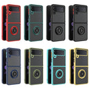 For Samsung Galaxy Z Flip 3 5G Q Shadow I Ring Kickstand PC and TPU Hybrid Phone Case(Black)