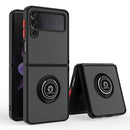 For Samsung Galaxy Z Flip 3 5G Q Shadow I Ring Kickstand PC and TPU Hybrid Phone Case(Black Red)
