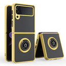 For Samsung Galaxy Z Flip 3 5G Q Shadow I Ring Kickstand PC and TPU Hybrid Phone Case(Yellow)