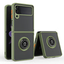 For Samsung Galaxy Z Flip 3 5G Q Shadow I Ring Kickstand PC and TPU Hybrid Phone Case(ArmyGreen)