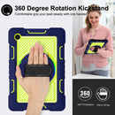 For Samsung Galaxy Tab A8 10.5 2021 360 Degree Rotation Contrast Color Silicone + PC Tablet Case(Navy+Yellow Green)