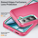 For Samsung Galaxy S22 5G 3 in 1 Rugged Holder Phone Case(Pink+Blue)