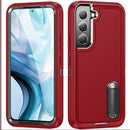 For Samsung Galaxy S22 5G 3 in 1 Rugged Holder Phone Case(Red+Black)