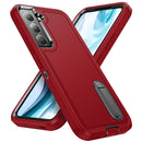 For Samsung Galaxy S22 5G 3 in 1 Rugged Holder Phone Case(Red+Black)