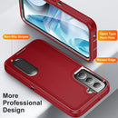 For Samsung Galaxy S22 5G 3 in 1 Rugged Holder Phone Case(Red+Black)