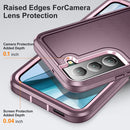 For Samsung Galaxy S22 5G 3 in 1 Rugged Holder Phone Case(Purple+Pink)