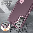 For Samsung Galaxy S22 5G 3 in 1 Rugged Holder Phone Case(Purple+Pink)