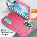 For Samsung Galaxy S22+ 5G 3 in 1 Rugged Holder Phone Case(Pink+Blue)