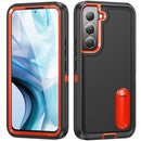 For Samsung Galaxy S22+ 5G 3 in 1 Rugged Holder Phone Case(Black+Orange)