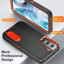 For Samsung Galaxy S22+ 5G 3 in 1 Rugged Holder Phone Case(Black+Orange)