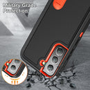 For Samsung Galaxy S22+ 5G 3 in 1 Rugged Holder Phone Case(Black+Orange)