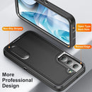 For Samsung Galaxy S22+ 5G 3 in 1 Rugged Holder Phone Case(Black)