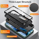 For Samsung Galaxy S22+ 5G 3 in 1 Rugged Holder Phone Case(Black)