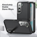 For Samsung Galaxy S22+ 5G 3 in 1 Rugged Holder Phone Case(Black)