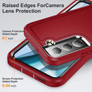 For Samsung Galaxy S22+ 5G 3 in 1 Rugged Holder Phone Case(Red+Black)