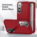 For Samsung Galaxy S22+ 5G 3 in 1 Rugged Holder Phone Case(Red+Black)