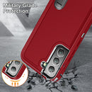 For Samsung Galaxy S22+ 5G 3 in 1 Rugged Holder Phone Case(Red+Black)