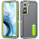 For Samsung Galaxy S22+ 5G 3 in 1 Rugged Holder Phone Case(Grey+Green)