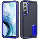 For Samsung Galaxy S22+ 5G 3 in 1 Rugged Holder Phone Case(Dark Blue+Sapphire Blue)