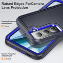 For Samsung Galaxy S22+ 5G 3 in 1 Rugged Holder Phone Case(Dark Blue+Sapphire Blue)
