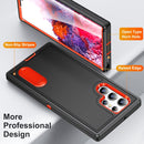 For Samsung Galaxy S22 Ultra 5G 3 in 1 Rugged Holder Phone Case(Black+Orange)