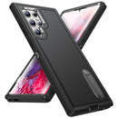 For Samsung Galaxy S22 Ultra 5G 3 in 1 Rugged Holder Phone Case(Black)