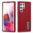 For Samsung Galaxy S22 Ultra 5G 3 in 1 Rugged Holder Phone Case(Red+Black)