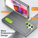 For Samsung Galaxy S22 Ultra 5G 3 in 1 Rugged Holder Phone Case(Grey+Green)