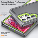For Samsung Galaxy S22 Ultra 5G 3 in 1 Rugged Holder Phone Case(Grey+Green)