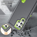 For Samsung Galaxy S22 Ultra 5G 3 in 1 Rugged Holder Phone Case(Grey+Green)