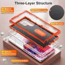 For Samsung Galaxy S22 Ultra 5G 3 in 1 Rugged Holder Phone Case(Transparent)