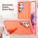For Samsung Galaxy S22 Ultra 5G 3 in 1 Rugged Holder Phone Case(Transparent)