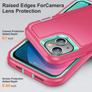 3 in 1 Rugged Holder Phone Case For iPhone 13(Pink + Blue)