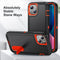 3 in 1 Rugged Holder Phone Case For iPhone 13(Black + Orange)