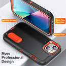 3 in 1 Rugged Holder Phone Case For iPhone 13(Black + Orange)