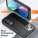 3 in 1 Rugged Holder Phone Case For iPhone 13(Black + Black)