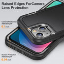 3 in 1 Rugged Holder Phone Case For iPhone 13(Black + Black)