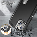 3 in 1 Rugged Holder Phone Case For iPhone 13(Black + Black)