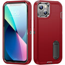 3 in 1 Rugged Holder Phone Case For iPhone 13(Red + Black)