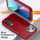 3 in 1 Rugged Holder Phone Case For iPhone 13(Red + Black)