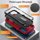 3 in 1 Rugged Holder Phone Case For iPhone 13(Red + Black)