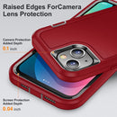 3 in 1 Rugged Holder Phone Case For iPhone 13(Red + Black)