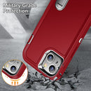 3 in 1 Rugged Holder Phone Case For iPhone 13(Red + Black)