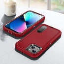 3 in 1 Rugged Holder Phone Case For iPhone 13(Red + Black)