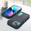 3 in 1 Rugged Holder Phone Case For iPhone 13(Dark Blue+Light Blue)